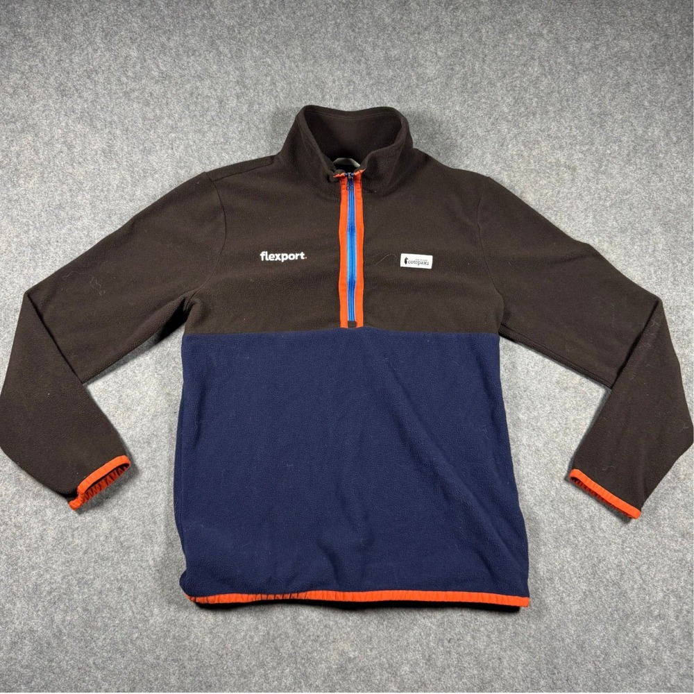 Cotopaxi Teca Fleece Pullover Mens Small Brown Navy Orange Quarter Zip Flexport